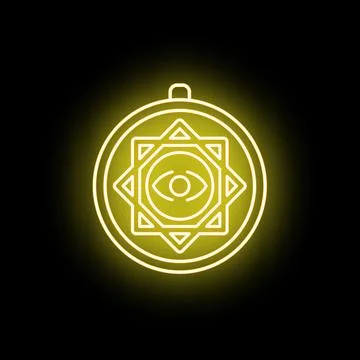 Glowing esoteric eye amulet icon representing spirituality Illustration