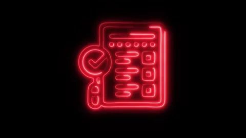 Glowing Evaluating Icon in HD Video Neon Animation Stock Footage 304555186