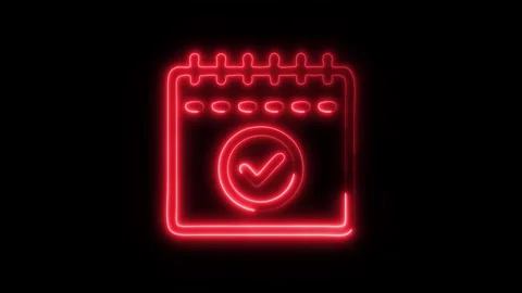 Glowing Event Icon in HD Video Neon Animation Stock Footage 304555794