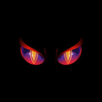 Glowing evil eyes on black background - angry Halloween monster eyes 스톡 일러스트