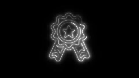Glowing Excellent Icon in HD Video Neon Animation Stock Footage 304555258