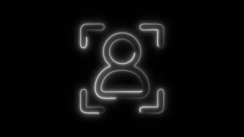 Glowing Face ID Icon in HD Video Neon Animation Stock Footage 304555758