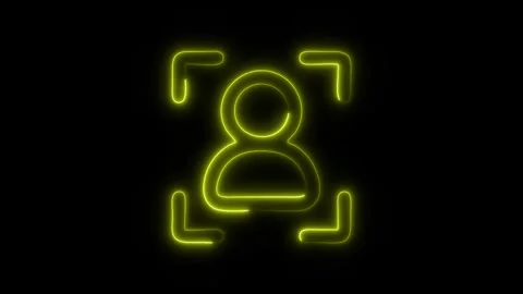 Glowing Face ID Icon in HD Video Neon Animation Vídeos de archivo 304555765