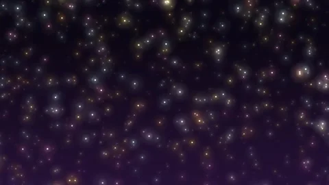 Glowing fairy dust particles floating up on dark purple background Video stock 343719142