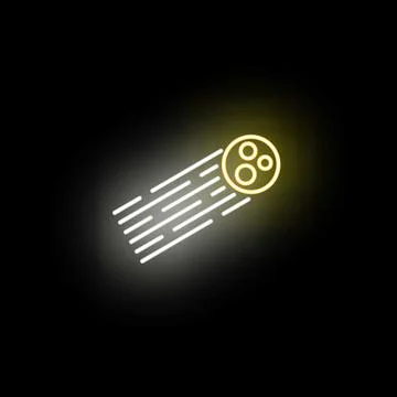 Glowing falling meteor space icon neon light Ilustración de archivo