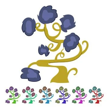 Glowing fantasy magic tree vector cartoon graphic Stock Illustration