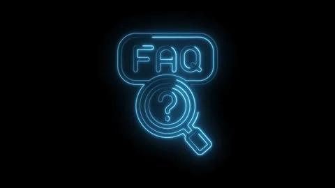 Glowing faq icon with question mark search on black background animated des.. Stock Footage 312311637