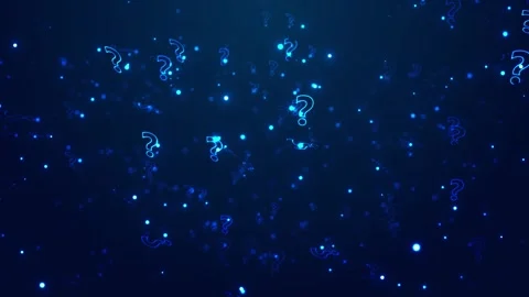 Glowing FAQ question symbol visual blue floating marks, soft light particles, da Stock Footage 340570270