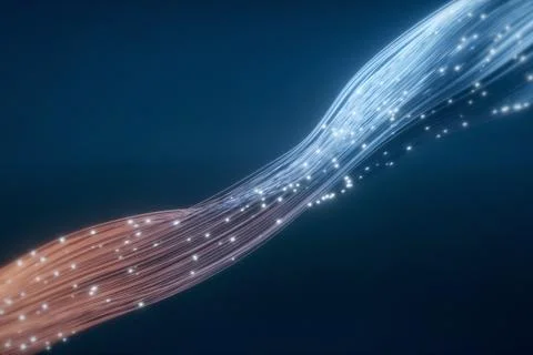 Glowing fiber optic cable. Information flows by wire. The concept of technology Stock Illustration