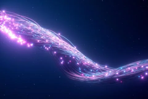 Glowing fiber optic cable. Information flows by wire. The concept of technology Stock Illustration