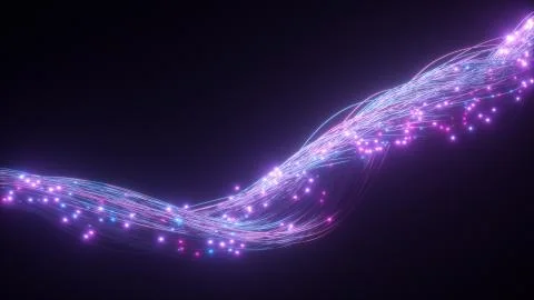 Glowing fiber optic cable. Information flows by wire. The concept of technology Stock Illustration