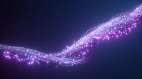 Glowing fiber optic cable. Information flows by wire. The concept of technology Stock Illustration