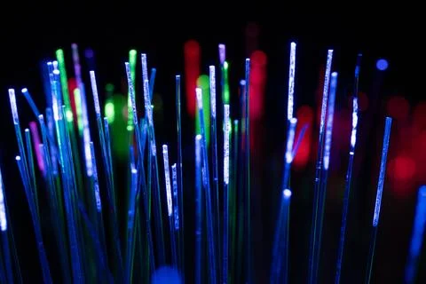 Glowing Fiber Optic Data Streams Abstract Futuristic Technology Background Stock Photos