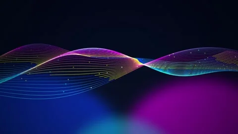 Glowing fiber optic light waves flow in a seamless loop Stock Footage 343114885