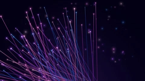 Glowing Fiber Optic Lines and Digital Data Stream Background Motion Graphic Vídeos de archivo 345705296