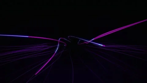 Glowing fiber optic lines transmit data pulses in a seamless loop Stock Footage 343324663