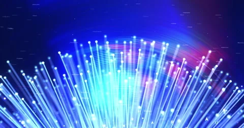 Glowing Fiber Optic Network Rotating Seamlessly in Abstract Loop. Stock Footage 308325415