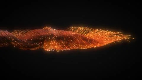 Glowing fiber optic strings in dark. 3d illustration Stock Illustration