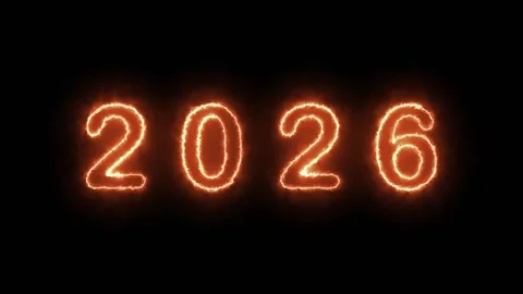 Glowing Fiery 2026 Stock Footage 341333597