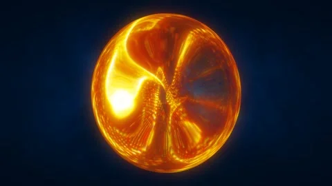 A glowing, fiery orange orb sphere with dynamic, swirling patterns, set aga.. Stock Footage 286125139
