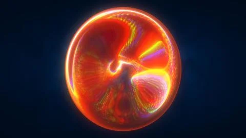 A glowing, fiery orange orb sphere with dynamic, swirling patterns, set again Stock Illustration