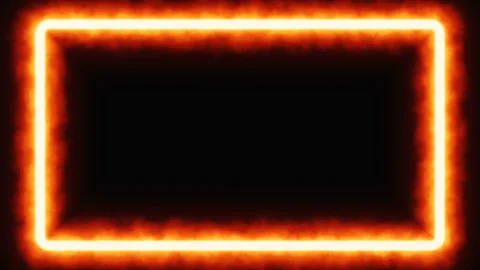Glowing fiery rectangular frame burning on a black background. 4K Vídeo Stock 345111639