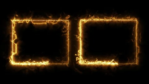 Glowing fiery rectangular frame on dark background animation for digital content Stock Footage 336383424