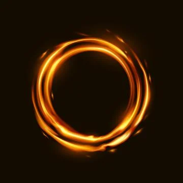 Glowing Fiery Ring on Dark Background Stock Illustration