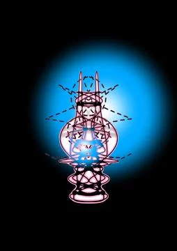 (Glowing Figure on Black Background) Stockillustratie