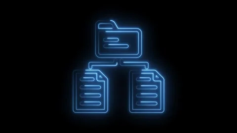 Glowing file organization icon animation on black background for database n.. Stock Footage 346001190