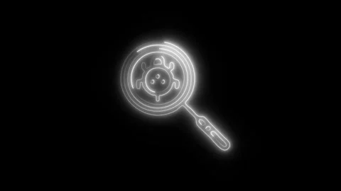 Glowing Find Bugs Icon and Symbol in HD Video Neon Stock Footage 304558894