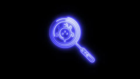 Glowing Find Bugs Icon and Symbol in HD Video Neon Stock Footage 304558914