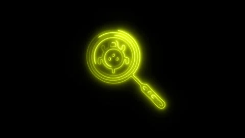 Glowing Find Bugs Icon and Symbol in HD Video Neon Stock Footage 304558915