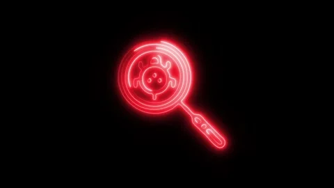 Glowing Find Bugs Icon and Symbol in HD Video Neon Stock Footage 304558954
