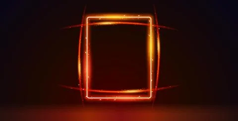 Glowing Fire Bright Rectangle Frame Stock Illustration