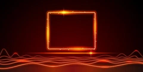 Glowing Fire Bright Rectangle Frame Stock Illustration