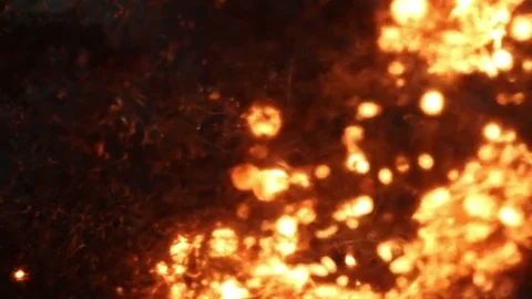 Glowing Fire Burns Downwards MAC Stock Footage 74542096