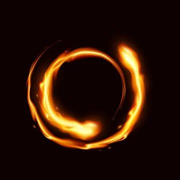 Glowing Fire Circle on Dark Background Stock Illustration