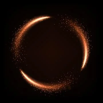 Glowing Fire Circle Trail Neon Lighting Frame, Vector Illustration Stock Illustration