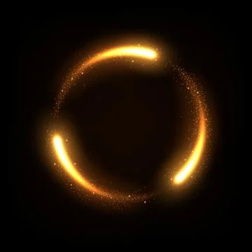 Glowing Fire Circle Trail Neon Lighting Frame, Vector Illustration Stock Illustration