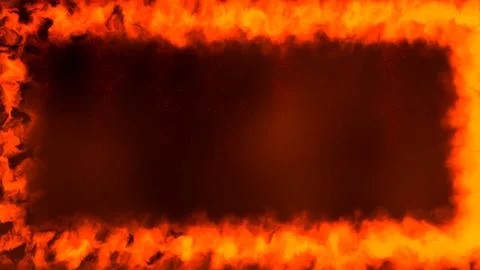 Glowing fire flames burning border concept illustration background Stock Illustration
