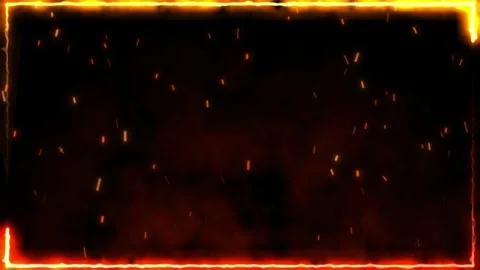 Glowing Fire Frame Border with Floating Sparks in a Dark Background for Stock-Footage 338438093