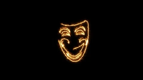 Glowing Fire Mask Animation on Dark Background Stock Footage 330985291