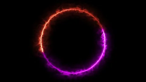 Glowing fire neon light line loop circle animation. Neon light ring frame a.. Stock Footage 291944944
