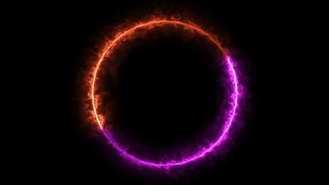 Glowing fire neon light line loop circle animation. Neon light ring frame a.. Stock Illustration