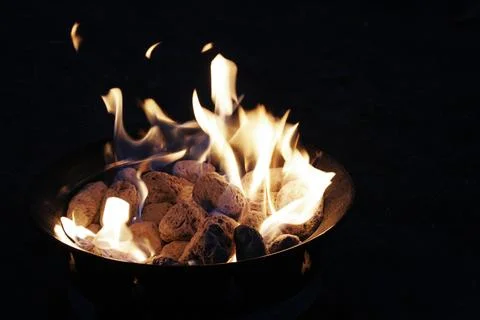 Glowing Fire Pit On A Beach Stock Photos