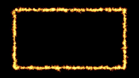 Glowing fire rectangle frame animation isolated on black background Stock Footage 337839139