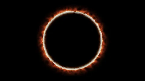 Glowing Fire Ring on Dark Background for Fantasy Sci-Fi Designs Video stock 311537933