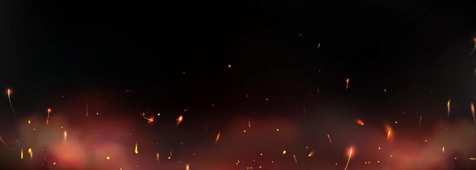 Glowing fire spark particles with orange embers 库存插图
