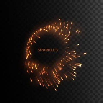 Glowing fire sparks vortex isolated on black. 库存插图